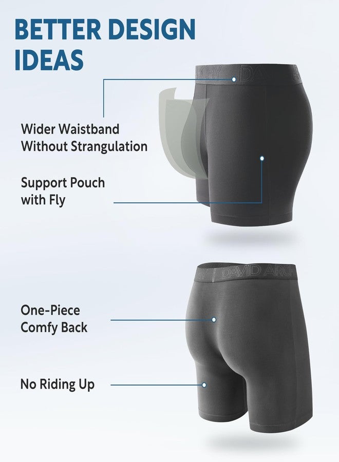 DAVID ARCHY Men's Boxer Briefs, Soft and Breathable Underwear with Waistband Moisture-Wicking with Fly Underwear for Men 4 Pack (XXL, Dark Gray - 5.5" in 4 Pack) - Image 3